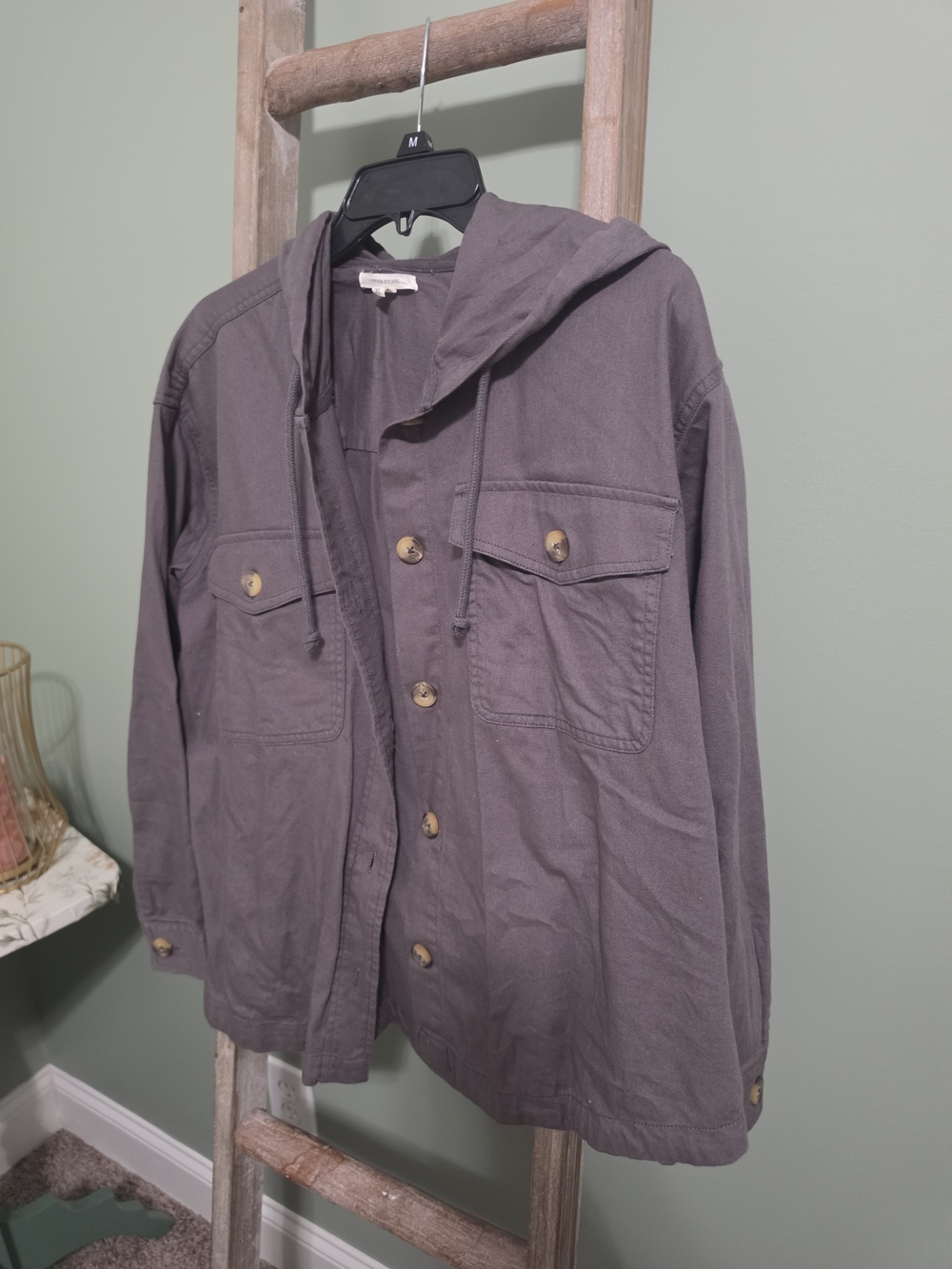Maurices Hooded Shirt Jacket in Charcoal
